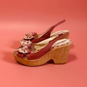 Bow Detail Platform Espadrille Wedge Sandals